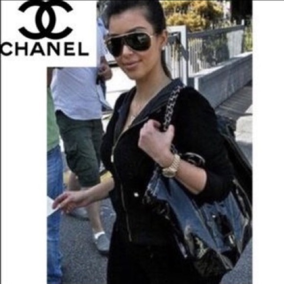 Chanel coco cabas XL black tote/shoulder bag vinyl/patent retail 2.6k RARE - Picture 12 of 12